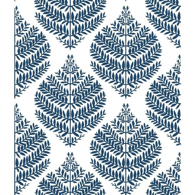 RoomMates Hygge Fern Damask Peel and Stick Wallpaper Blue