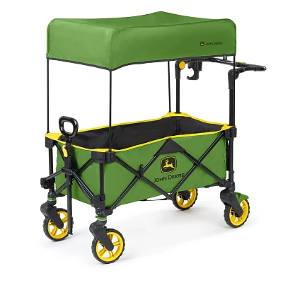 Bright Starts Pop N Ride Wagon with Sun Canopy - Green/Yellow