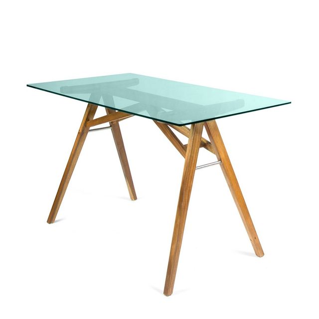 Camila Mid Century Desk Natural - Christopher Knight Home: Acacia Wood Base, A-Frame, No Storage