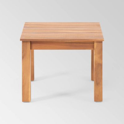 Temecula Acacia Wood Mid-Century Modern End Table - Brown Patina - Christopher Knight Home: Weather-Resistant Patio Accent Table