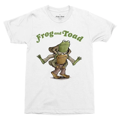 Mens Frog and Toad Piggy Back Graphic T-hirt - White