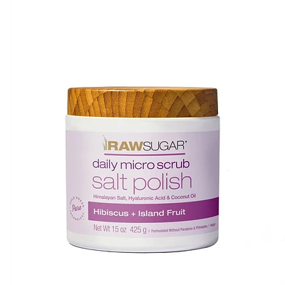 Raw Sugar Daily Micro Salt Scrub Polish - Hibiscus + Island Fruit - 15 oz