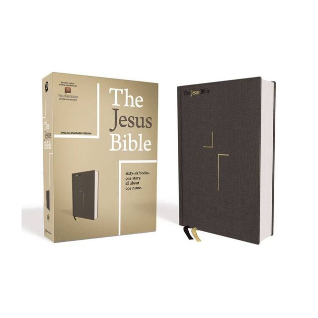 The Jesus Bible, ESV Edition, Cloth Over Board, Grey - by Zondervan (Hardcover)