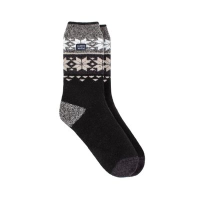 Always Warm by Heat Holders Mens Warmer Fairisle Crew Socks - Black 7-12