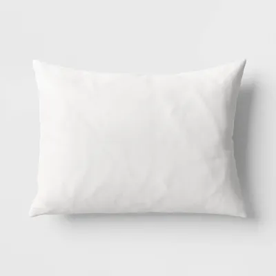 Feather Filled Lumbar Throw Pillow Ivory - Threshold: Cotton Rectangle 12x16, Reversible, Indoor Use