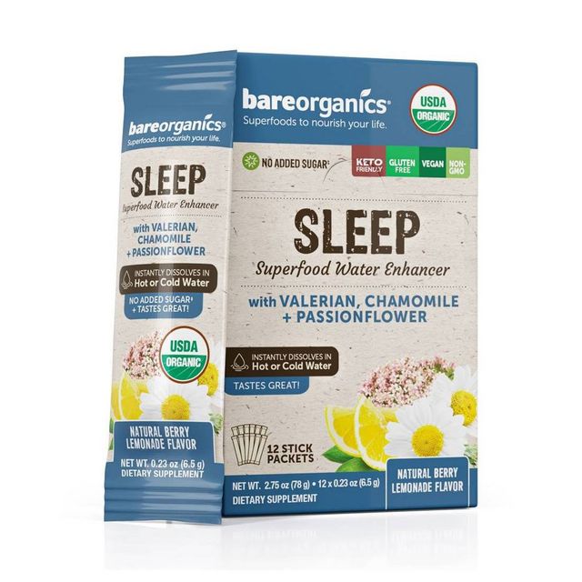 BareOrganics Vegan Superfood Water Enhancer Powder Packets - 12ct