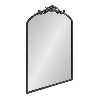 24 x 36 Arendahl Traditional Arch Decorative Wall Mirror Black - Kate & Laurel: Vintage Baroque Design, Resin Garland