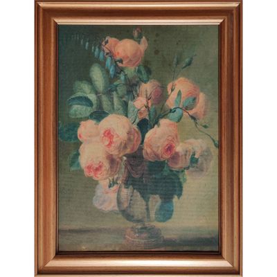 12 x 16 Antique Floral Framed Canvas Board Olive Green - Threshold: Botanical Digital Art, Gold Frame, Vertical Layout
