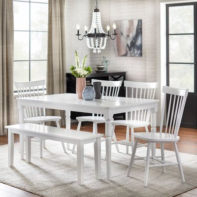 6pc Parma Rectangular Dining Set with Bench White - Buylateral