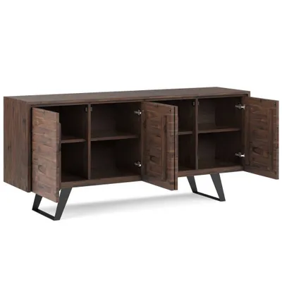 Mitchell Large 4 Door Sideboard Buffet Distressed Charcoal Brown - WyndenHall: Solid Acacia Wood, Metal Legs, Adjustable Shelves