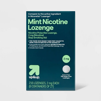 Nicotine 2mg Lozenge Stop Smoking Aid - Mint - 216ct - up&up