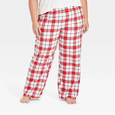 Womens Plaid Microfleece Holiday Matching Family Pajama Pants