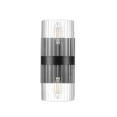 Globe Electric 2-Light  Wall Sconce with Ribbed Glass Shade