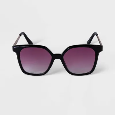 Womens Plastic and Metal Square Sunglasses - A New Day Black