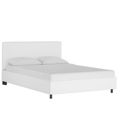 Skyline Furniture Queen Olivia Solid Woven Platform Bed Twill White: Cotton Upholstery, Pine Frame