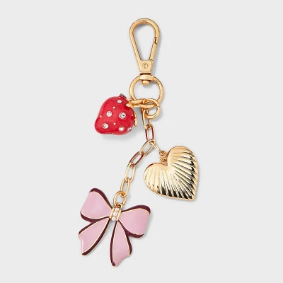 Strawberry Bow Heart Bag Charm - A New Day