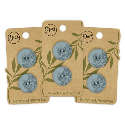 Dritz 23mm Recycled Hemp Round Floral Buttons Dark Turquoise