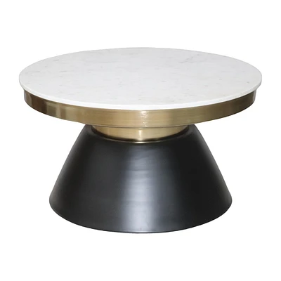 Sagebrook Home 17 Iron and Marble Round Coffee Table Black/Gold