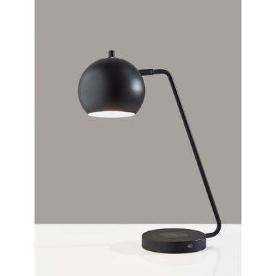 Emerson Charge Table Lamp Black - Adesso: Wireless Charging, USB Port, ETL Listed, Metal Shade