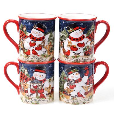 16oz 4pk Earthenware Magic of Christmas Snowman Mugs - Certified International