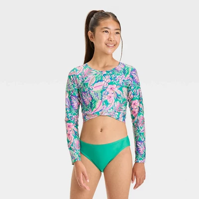 Girls Abstract Tropical Jungle Flowers Bikini Set