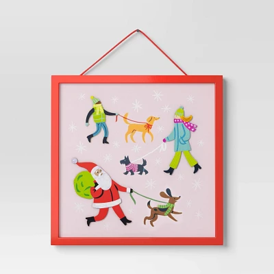 12x12 Dog Walking Christmas Wall Dcor - Wondershop: Horizontal Wall Sign, Seasonal Holiday Art