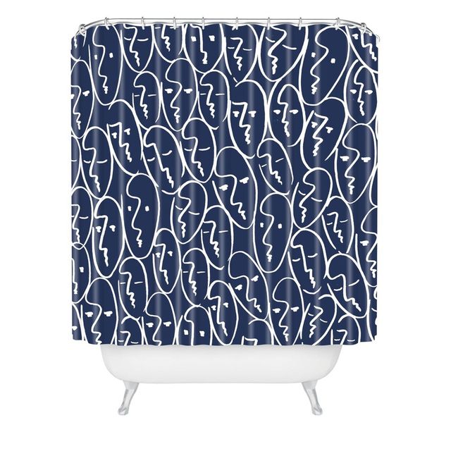 Summer Sun Home Art Faces Shower Curtain Blue - Deny Designs