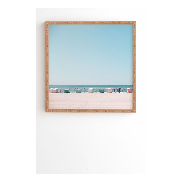 Deny Designs 20 x 20 Hello Twiggs Beach Huts Framed Wall Art Blue/Brown : Modern MDF Ocean Photography with Wood Composite Frame