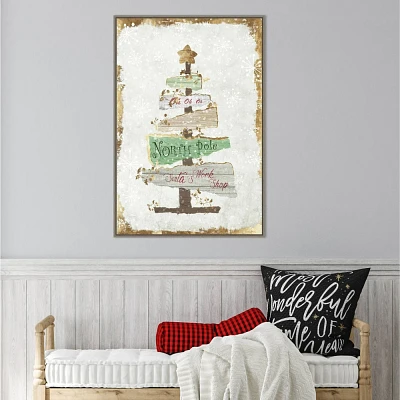 22 x 33 Golden Christmas Tree Framed Wall Canvas - Amanti Art: PI Studio Seasonal Decor