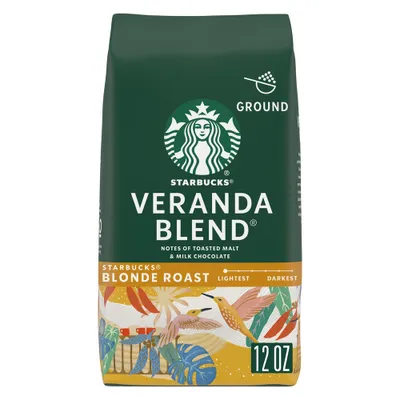 Starbucks Blonde Light Roast Ground Coffee  Veranda Blend  100% Arabica  1 bag (12 oz.)