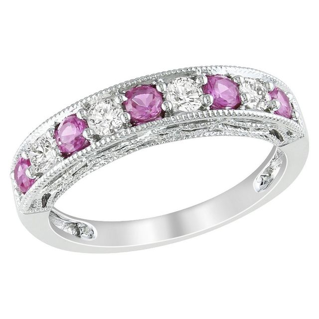 4/5 CT. T.W. Created Pink Sapphire and Created White Sapphire Ring