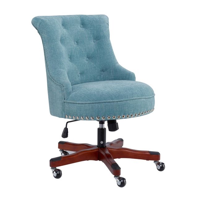 Sinclair Traditional Tufted Wood Base Swivel Upholstered Chair