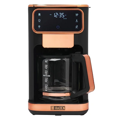 HADEN 12c Hot & Iced Digital Drip Coffee Maker Black and Copper: 60oz Capacity, BPA-Free, Permanent Filter, Electric