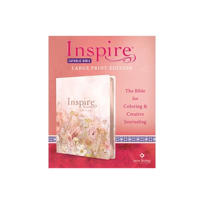 Inspire Catholic Bible NLT Large Print (Leatherlike, Pink Fields with Rose Gold) - (Leather Bound)