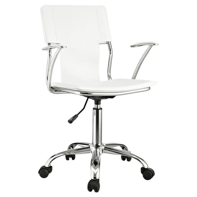 Modway Studio Office Chair White: Upholstered Aluminum Frame, Swivel, Adjustable Height Desk Chair