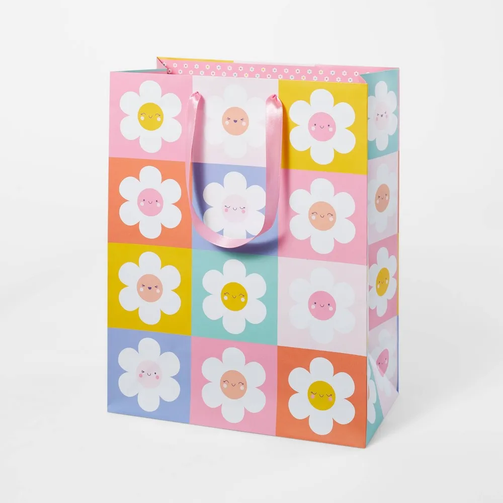 Daisy Checkers Medium Birthday Gift Bag - Spritz