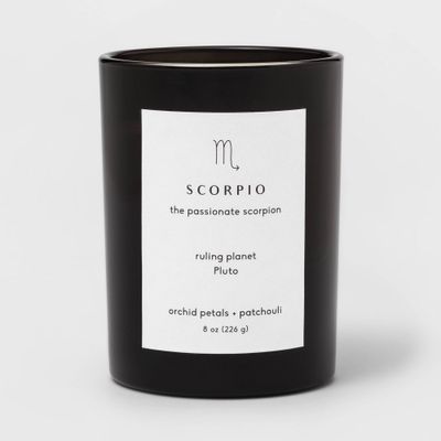8oz Glass Jar Zodiac Scorpio Candle Black - Threshold