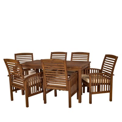 Ravenscroft 7pc Acacia Wood Patio Dining Set: , 6 Arm Chairs - Saracina Home