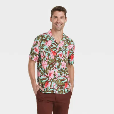 Men Floral Print Collared Button-Down Shirt