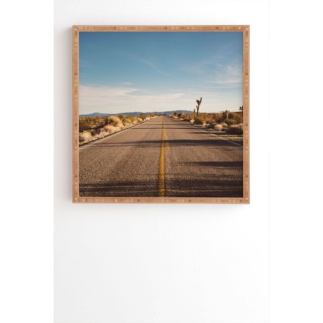 30 x 30 Bethany Young Photography Joshua Tree Road Framed Wall Art Blue - Deny Designs