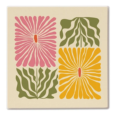 Thirstystone Dolomite Retro Flowers Square Coaster