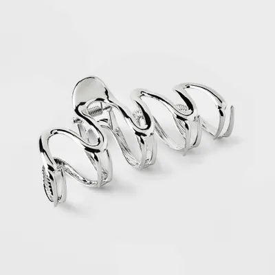 Metal Squiggle Claw Hair Clip - Wild Fable Silver