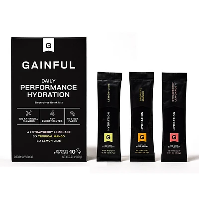 Gainful Hydration Electrolyte Supplement Stick Packs Flavor Variety Pack - 10ct