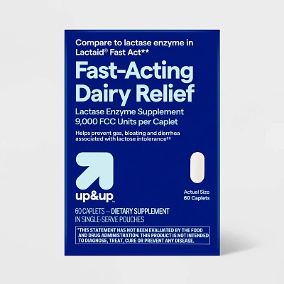 Fast-Acting Lactase Dairy Digestive Aid Caplets - 60ct - up&up