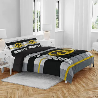 NCAA Iowa Hawkeyes Heathered Stripe Queen Bedding Set in a Bag - 3pc