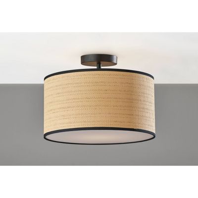 Harvest Flush Mount Black - Adesso: ETL Listed, Bohemian Rustic Style, 1-Light, No Assembly Required