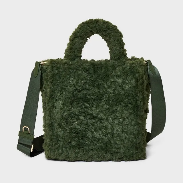 Triple Compartment Satchel Handbag - A New Day™ Olive Green