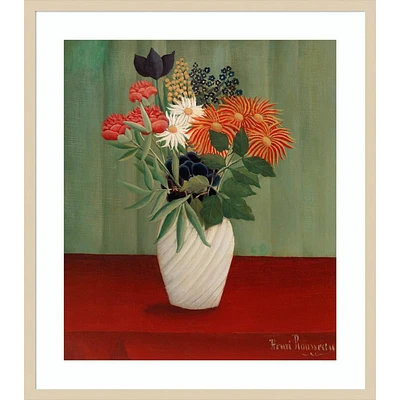 Amanti Art  Bouquet De Fleurs by Henri Rousseau Wood Framed Wall Art Print: Modern Botanical Lithograph, Hardwood Frame