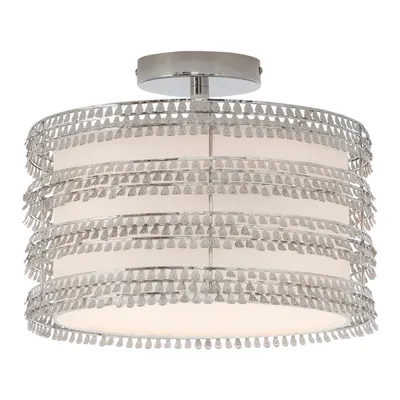 13.37 Quigley Drum Shade with Charms Ceiling Light Silver - River of Goods: Chrome-Finish, Polyester Metal, UL Listed