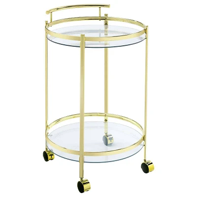 Coaster Chrissy Modern 2 Tier Round Glass Bar Cart